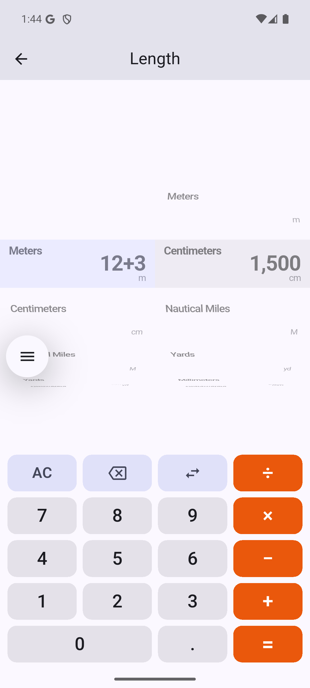 Built-in calculator evaluating an expression